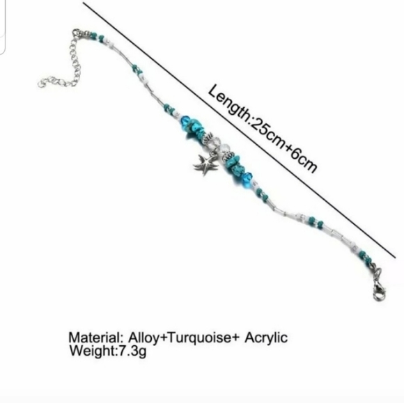 New Elegant Starfish Turquoise Ankle Bracelet - Picture 7 of 7